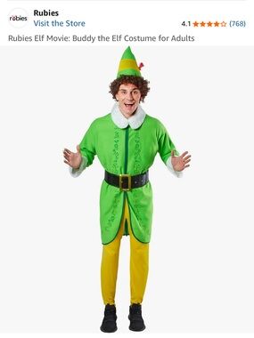 Elf Costume- Green and Yellow Elf Costume with Black Belt
